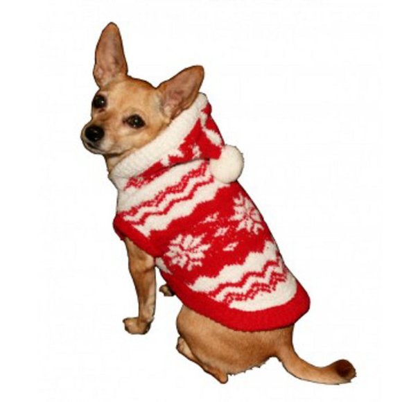 Hip Doggie Red White Snowflake Dog Hoodie Sweater ~M~ - Picture 2 of 6
